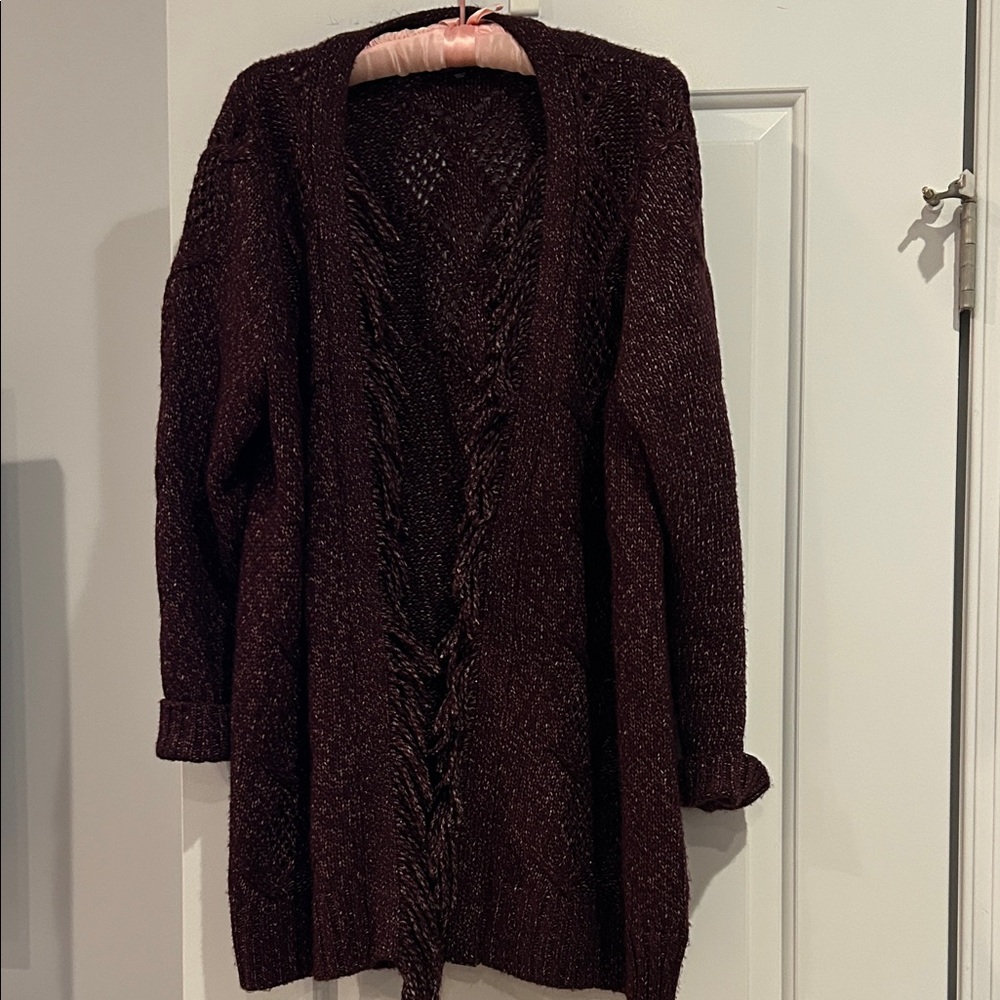 Cozy Maroon Open-Front Sweater